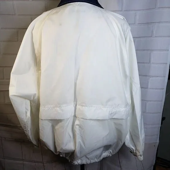 Vintage Unisex White Nylon Rain Jacket XL 2XL XXL Coat Zip & Snap Oversized - Picture 5 of 11